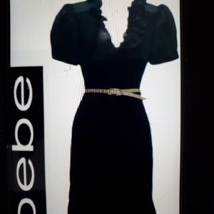 Bebe NWOT Puff Sleeve Ruffle Dress — (tag fell off). Never worn